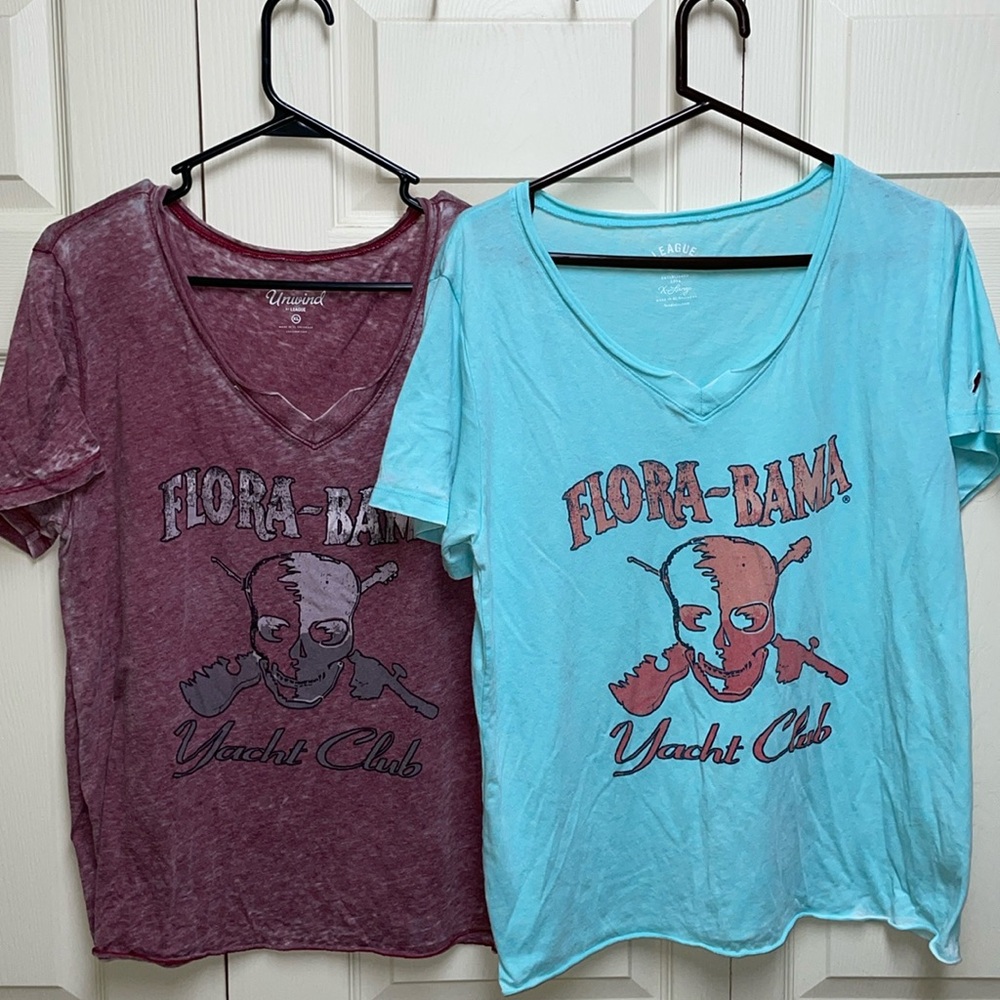 2 Flora Bama Yacht Club V neck t shirts